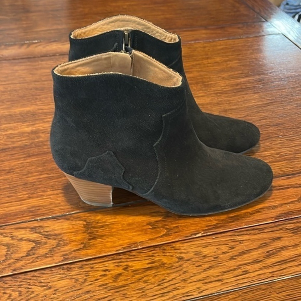 Isabel Marant Dicker Western Ankle Boot Black Suede Leather almond Toe 38.5
